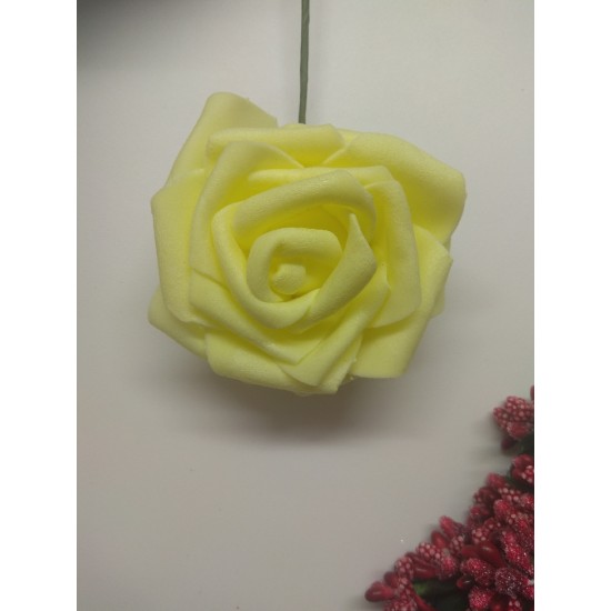 Цветы из фоамирана на проволоке 7 см цв. светло-желтый,  цена за 1 шт